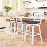 Swivel Bar Stools Set of 4 Counter Height Barstools with Backrest Upholstered Seat Cushion-24/Cushion-29 inches/Inches