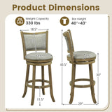 Swivel Bar Stools Set of 2 with Soft-padded Back and Seat