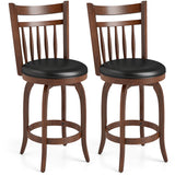 Swivel Bar Stools Set of 2 Counter Height Faux Leather Upholstered Barstools-24/Barstools-29 Inches/Inhces