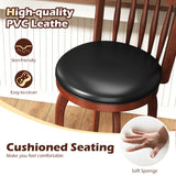 Swivel Bar Stools Set of 2 Counter Height Faux Leather Upholstered Barstools-24/Barstools-29 Inches/Inhces