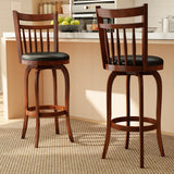 Swivel Bar Stools Set of 2 Counter Height Faux Leather Upholstered Barstools-24/Barstools-29 Inches/Inhces