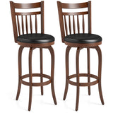 Swivel Bar Stools Set of 2 Counter Height Faux Leather Upholstered Barstools-24/Barstools-29 Inches/Inhces