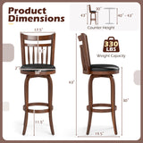 Swivel Bar Stools Set of 2 Counter Height Faux Leather Upholstered Barstools-24/Barstools-29 Inches/Inhces