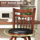 Swivel Bar Stools Set of 2 Counter Height Faux Leather Upholstered Barstools-24/Barstools-29 Inches/Inhces