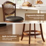 Swivel Bar Stools Set of 2 with Backrest and Wood Frame-30/Frame-25 Inches