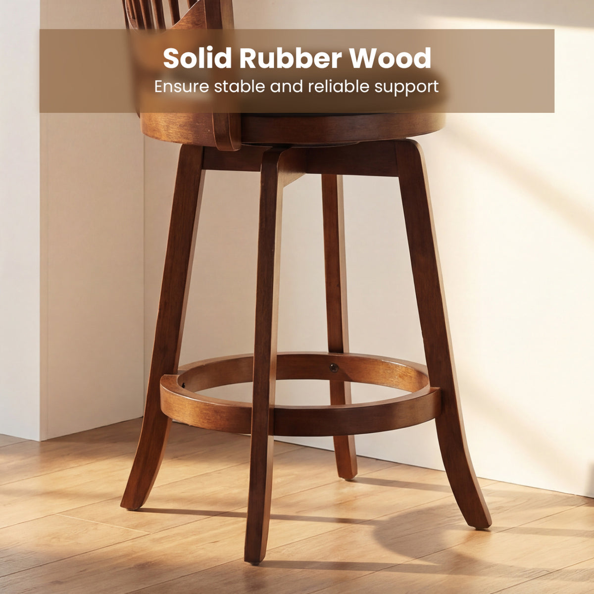 Swivel Bar Stools Set of 2 with Backrest and Wood Frame-30/Frame-25 Inches