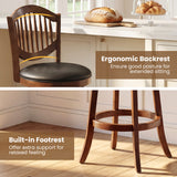 Swivel Bar Stools Set of 2 with Backrest and Wood Frame-30/Frame-25 Inches