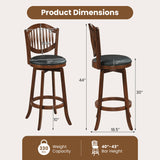 Swivel Bar Stools Set of 2 with Backrest and Wood Frame-30/Frame-25 Inches