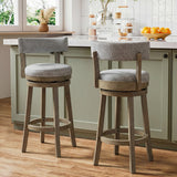Swivel Bar Stools Set of 2 Linen Fabric Upholstered Barstools with Back-31.5 Inches