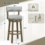 Swivel Bar Stools Set of 2 Linen Fabric Upholstered Barstools with Back-31.5 Inches