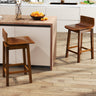 Swivel Wooden Bar Stools Set of 2 with Rubber Wood Legs and Low Back