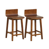 Swivel Wooden Bar Stools Set of 2 with Rubber Wood Legs and Low Back