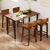 Swivel Wooden Bar Stools Set of 2 with Rubber Wood Legs and Low Back