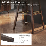 Swivel Bar Stools Set of 2 with Footrest and Rubber Wood Legs-Brown