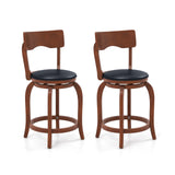 Swivel Bar Stools Set of 2 with Rubber Wood Frame and Upholstered Seat