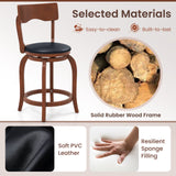 Swivel Bar Stools Set of 2 with Rubber Wood Frame and Upholstered Seat