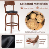 Swivel Bar Stools Set of 2 with Rubber Wood Frame and Upholstered Seat