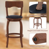 Swivel Bar Stools Set of 2 with Rubber Wood Frame and Upholstered Seat