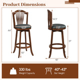 Swivel Bar Stools with Backrests and Wood Frame for Kitchen Island-29/Island-24 Inch