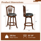 Swivel Bar Stools with Backrests and Wood Frame for Kitchen Island-29/Island-24 Inch