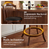 Swivel Bar Stools with Backrests and Wood Frame for Kitchen Island-29/Island-24 Inch