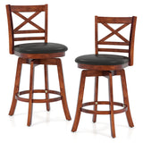 Swivel Barstools Set of 2 with Backrest and Footrest-29/Footrest-24 Inches