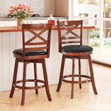 Swivel Barstools Set of 2 with Backrest and Footrest-29/Footrest-24 Inches