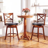 Swivel Barstools Set of 2 with Backrest and Footrest-29/Footrest-24 Inches