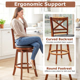 Swivel Barstools Set of 2 with Backrest and Footrest-29/Footrest-24 Inches