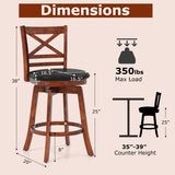 Swivel Barstools Set of 2 with Backrest and Footrest-29/Footrest-24 Inches