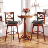 Swivel Barstools Set of 2 with Backrest and Footrest-29/Footrest-24 Inches