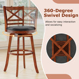 Swivel Barstools Set of 2 with Backrest and Footrest-29/Footrest-24 Inches