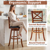Swivel Barstools Set of 2 with Backrest and Footrest-29/Footrest-24 Inches