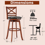 Swivel Barstools Set of 2 with Backrest and Footrest-29/Footrest-24 Inches
