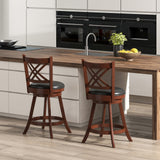 360Â° Swivel Upholstered Barstools Set of 2 with Back and Footrest