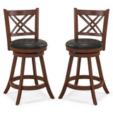 360Â° Swivel Upholstered Barstools Set of 2 with Back and Footrest