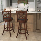 360Â° Swivel Upholstered Barstools Set of 2 with Back and Footrest