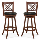 360Â° Swivel Upholstered Barstools Set of 2 with Back and Footrest