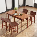 Swivel Dining Chair Set of 2 with Low Back and Curved Seat-Walnut