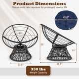 Swivel Papasan Chair Round Wicker Lounge Chair with Thick Cushion