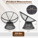 Swivel Papasan Chair Round Wicker Lounge Chair with Thick Cushion