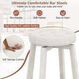 360-Degree Swivel Upholstered Rubberwood Frame Bar Stool Set of 2 with Footrest-24 inches