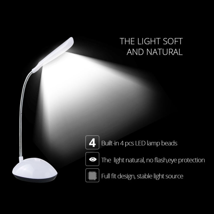 2 PCS Flexible Adjustable Portable Bedroom Reading Desk Lamp LED Night Light for Children(White)