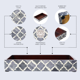 Vanity Trays Moroccan Pattern Bone & Resin Inlay Collection in 10x6, Grey & White