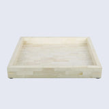 Decorative Tray Plain White Pattern Bone Inlay Collection in 2 Sizes