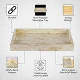 Decorative Tray Plain White Pattern Bone Inlay Collection in 2 Sizes