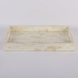 Decorative Tray Plain White Pattern Bone Inlay Collection in 2 Sizes