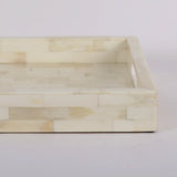 Decorative Tray Plain White Pattern Bone Inlay Collection in 2 Sizes