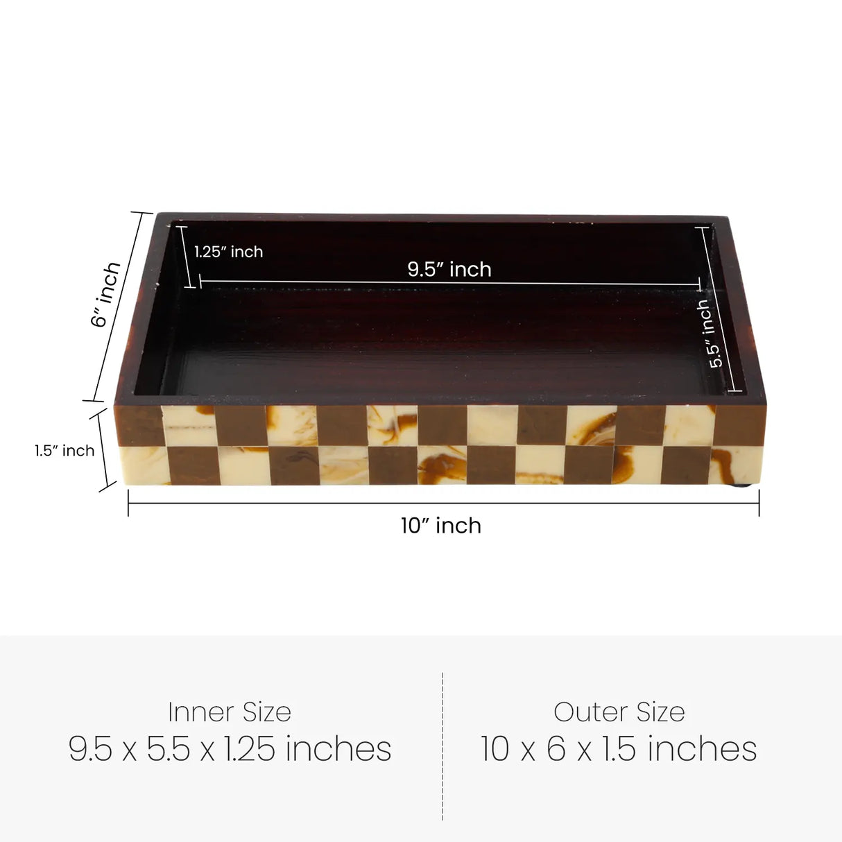 Vanity Trays Parlour Gambit Pattern Wood & Resin Inlay Collection in 10x6