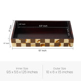 Vanity Trays Parlour Gambit Pattern Wood & Resin Inlay Collection in 10x6